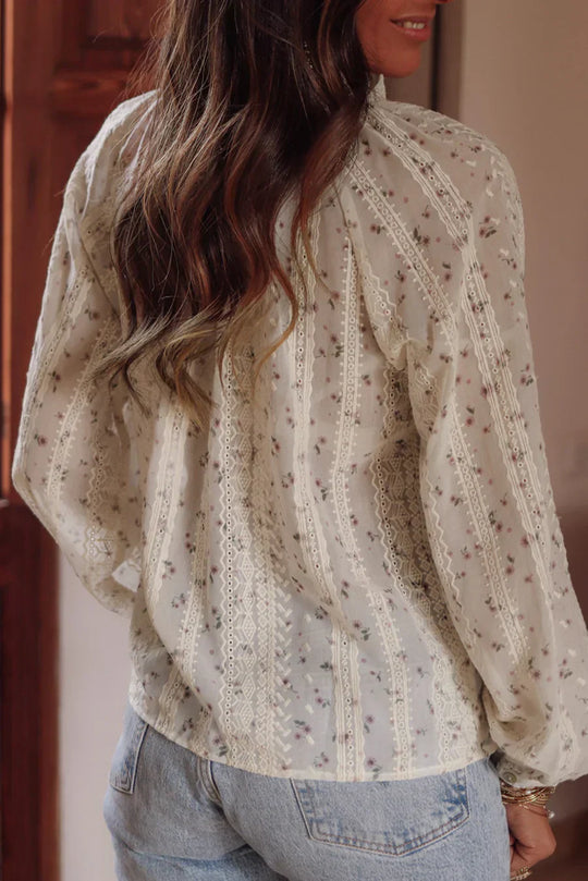 Heidi-Mode | Bluse Damen Elegant Stickerei und Spitze