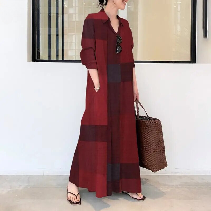 Heidi-Mode | Leroy Stilvolles Karo Maxikleid