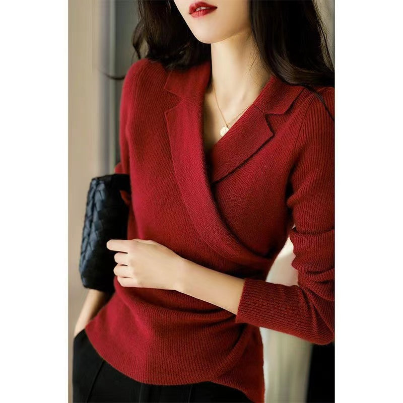 Heidi-Mode - Schlank geschnittener Peter Pan Kragen Pullover