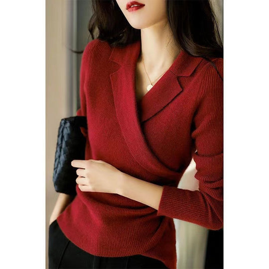 Heidi-Mode - Schlank geschnittener Peter Pan Kragen Pullover