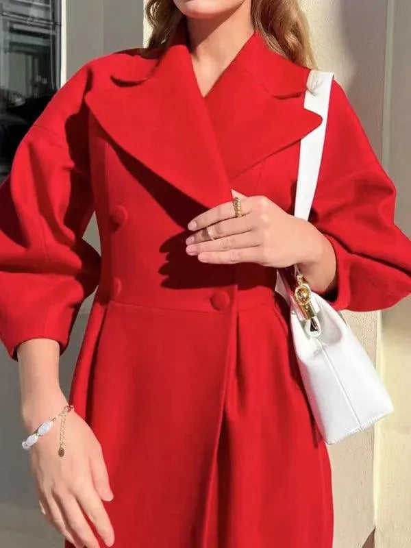 Heidi-Mode | Retro Court Style Wollübermantel mit Laternenärmeln