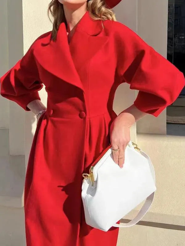 Heidi-Mode | Retro Court Style Wollübermantel mit Laternenärmeln