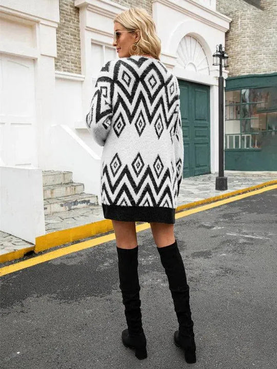 Heidi-Mode | Diamond mittel Länge Strickjacke Pullover