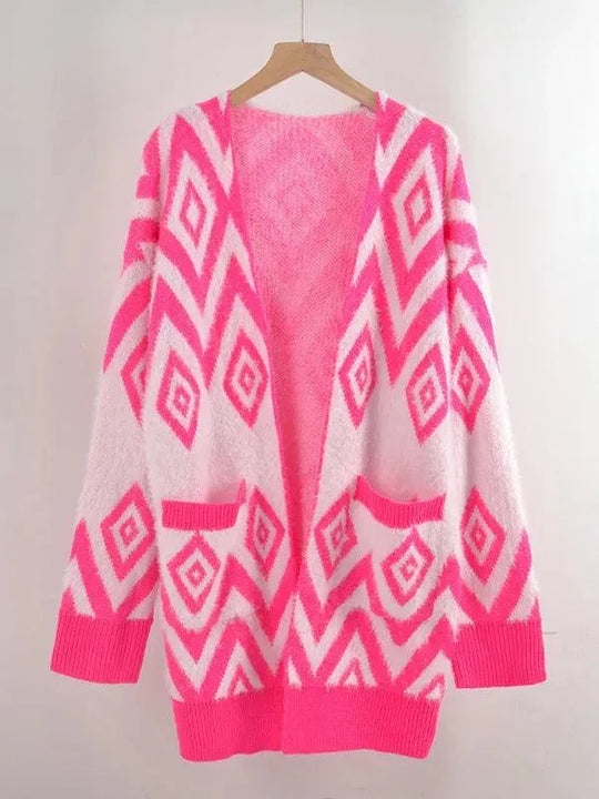 Heidi-Mode | Diamond mittel Länge Strickjacke Pullover