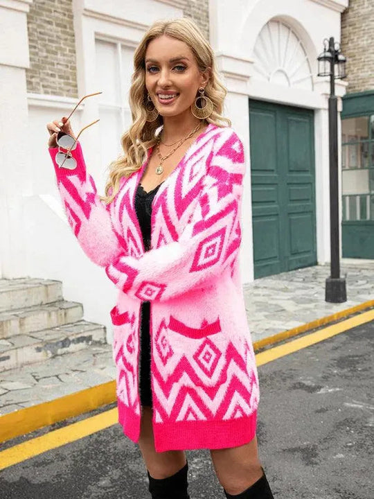 Heidi-Mode | Diamond mittel Länge Strickjacke Pullover