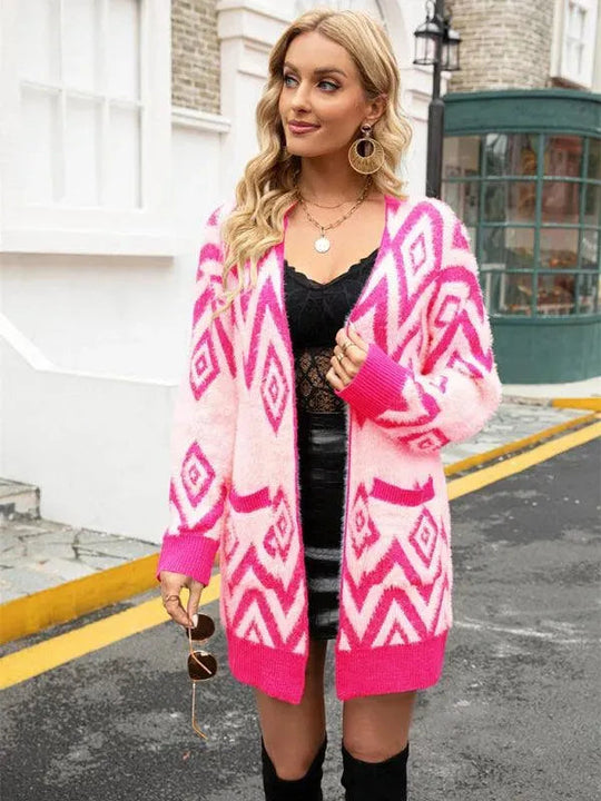 Heidi-Mode | Diamond mittel Länge Strickjacke Pullover