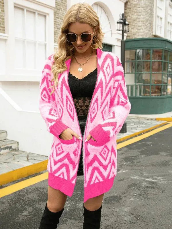 Heidi-Mode | Diamond mittel Länge Strickjacke Pullover