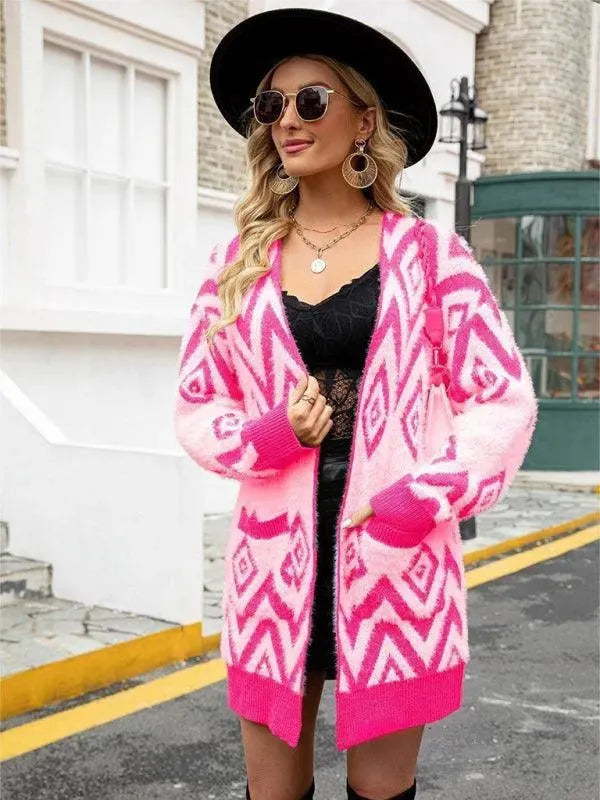 Heidi-Mode | Diamond mittel Länge Strickjacke Pullover