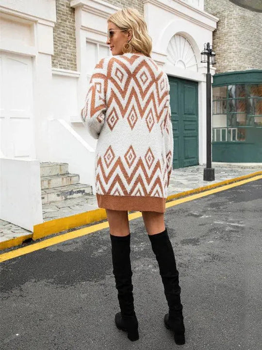 Heidi-Mode | Diamond mittel Länge Strickjacke Pullover