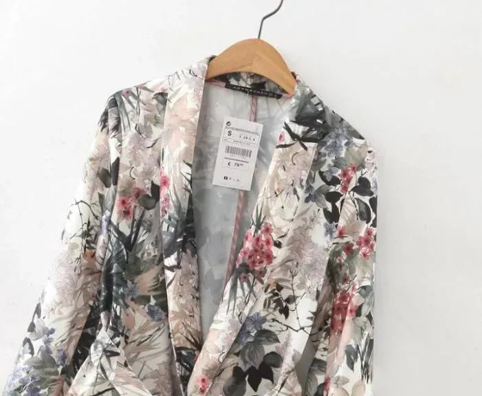 Heidi-Mode | Retro Floral Blazer Damen - Freizeit - Floral