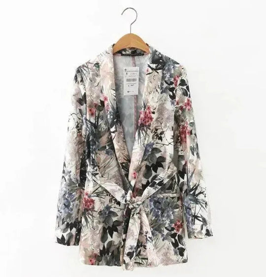 Heidi-Mode | Retro Floral Blazer Damen - Freizeit - Floral