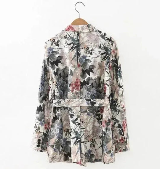 Heidi-Mode | Retro Floral Blazer Damen - Freizeit - Floral