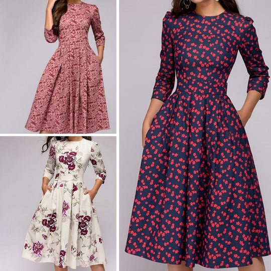 Bedrucktes Plisseekleid für Damen