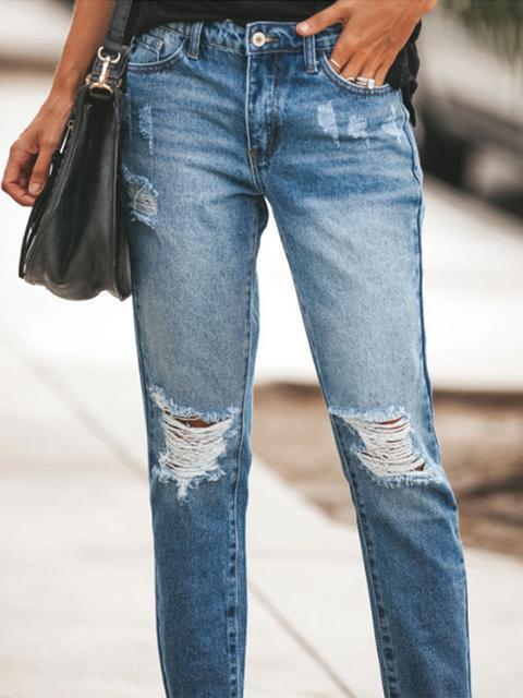 Heidi-Mode | Ripped Slim Fit Gewaschene Jeans