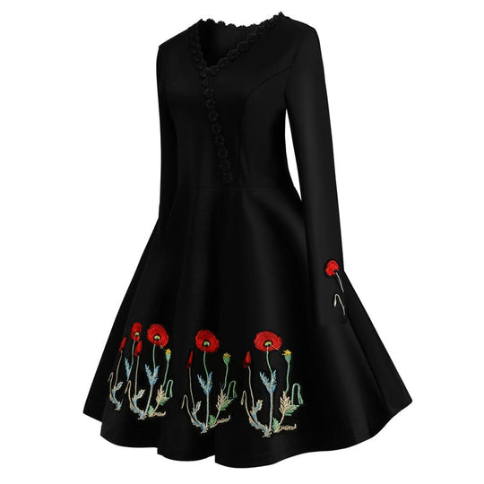 Heidi-Mode | Guinguette Kleid Poppelin Bestickung