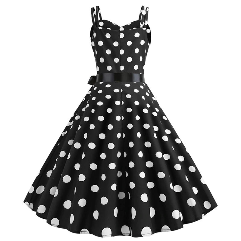 Vintage Rockabilly schwarze Polka Dots