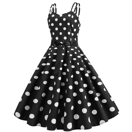 Vintage Rockabilly schwarze Polka Dots