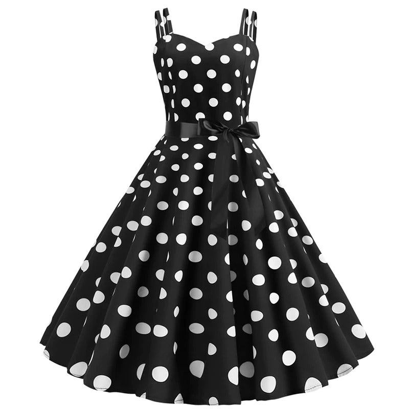 Vintage Rockabilly schwarze Polka Dots