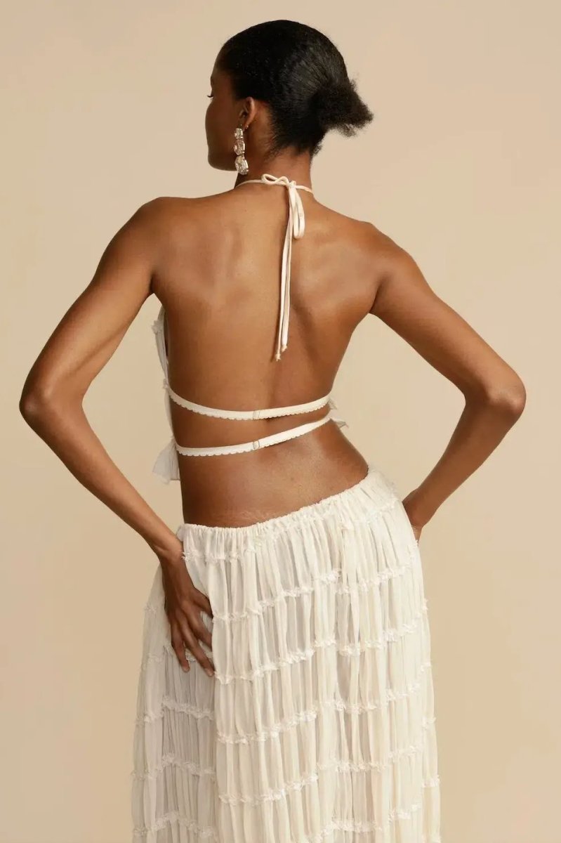 Heidi-Mode | Damen Rückenausschnitt Oberteil und langer Rock Set Stylisch
