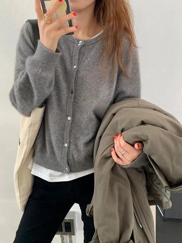 Heidi-Mode | Geschichteter Damen Strickjacke Pullover