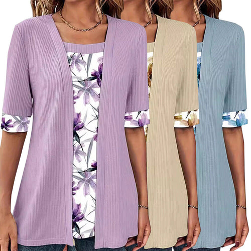 Heidi-Mode | Modefake Zur Geteilte Bluse mit Druck
