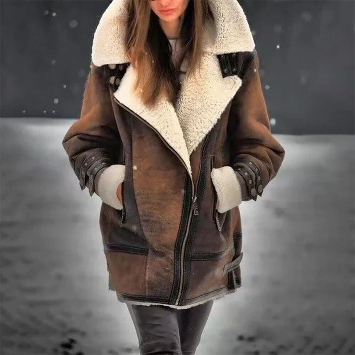 Heidi-Mode | Damen Wildleder Sherpa Jacke
