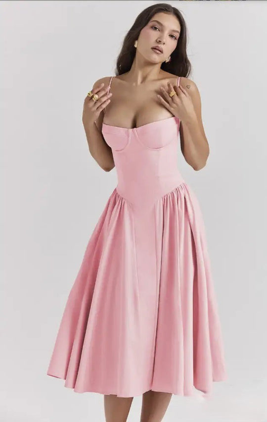 Heidi-Mode | Korsett Midikleid mit Ärmeln Attraktive Passform