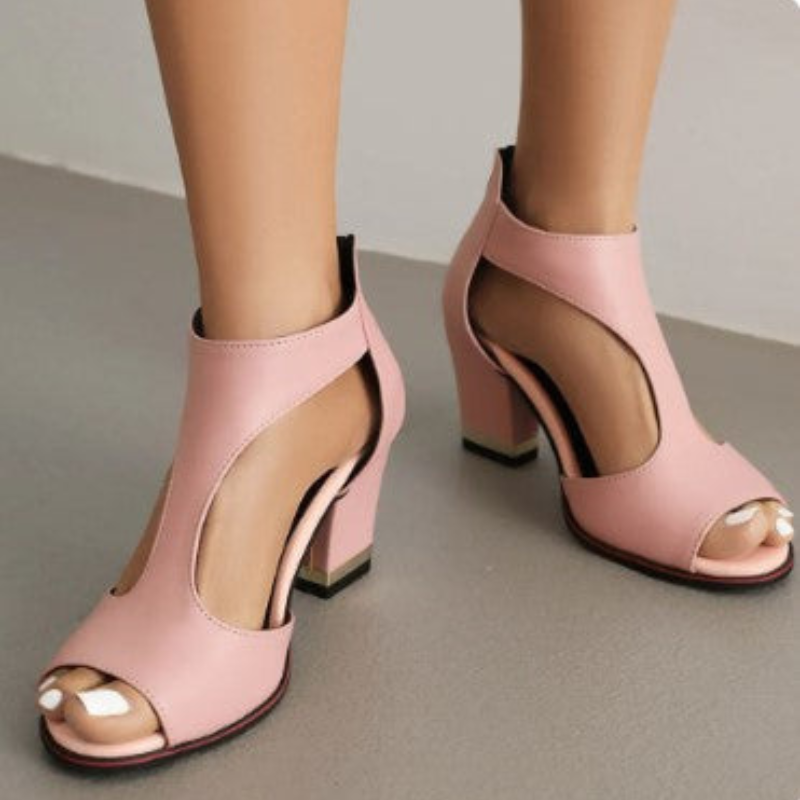 Heidi-Mode | Sandalen Damen Bequem mit Absatz Schwarz