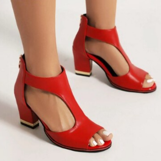 Heidi-Mode | Sandalen Damen Bequem mit Absatz Schwarz