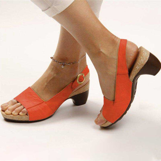 Heidi-Mode | Damen Orthopädische Sandalen mit Absatz Leder