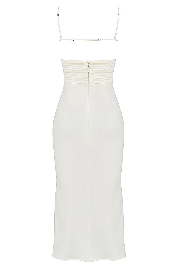 Heidi-Mode | Ivory Satin Korsett Midikleid