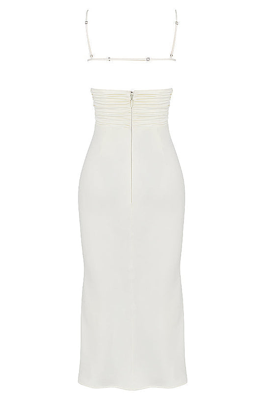 Heidi-Mode | Ivory Satin Korsett Midikleid