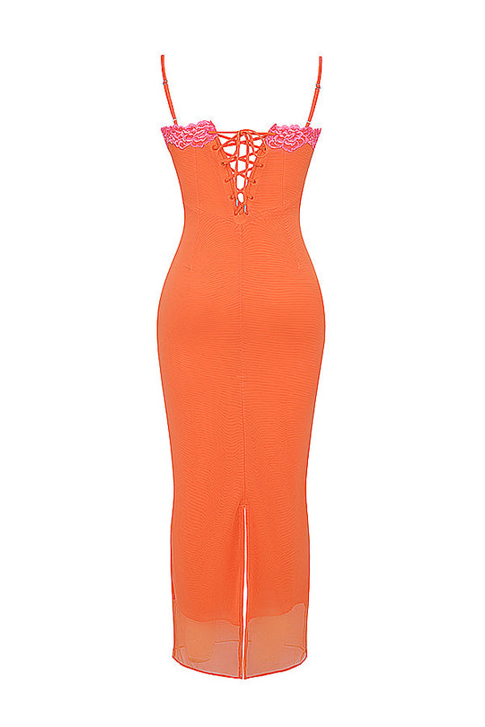 Heidi-Mode | Flamme Orange Maxikleid