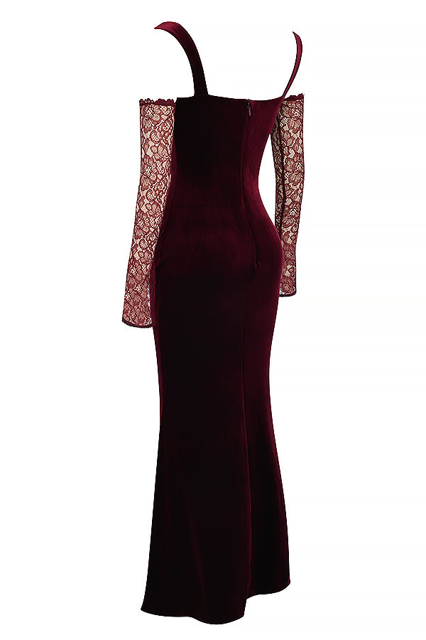 Heidi-Mode | Schwarze Kirschen Samt Maxi Kleid