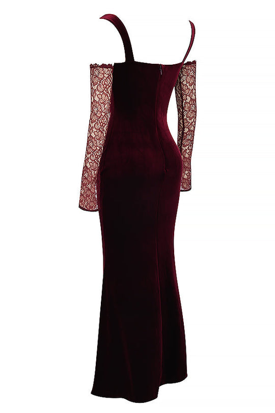 Heidi-Mode | Schwarze Kirschen Samt Maxi Kleid
