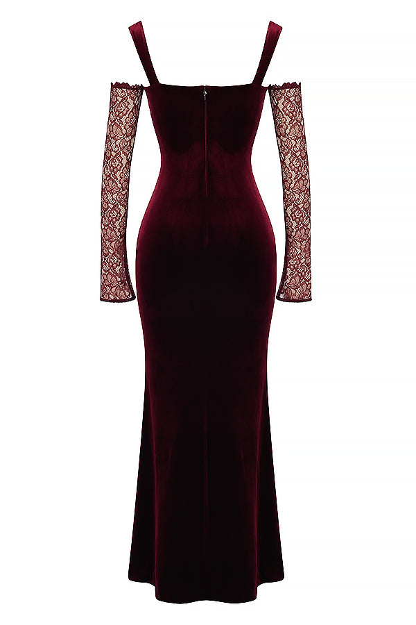 Heidi-Mode | Schwarze Kirschen Samt Maxi Kleid