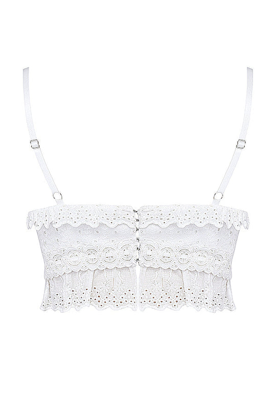Heidi-Mode | Weißes Broderie Anglais Bralette Top mit Hose
