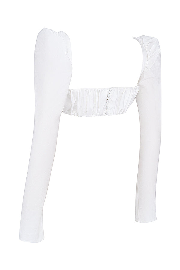 Heidi-Mode | Weiße Bluse mit Puffärmeln und Minirock mit Schleife