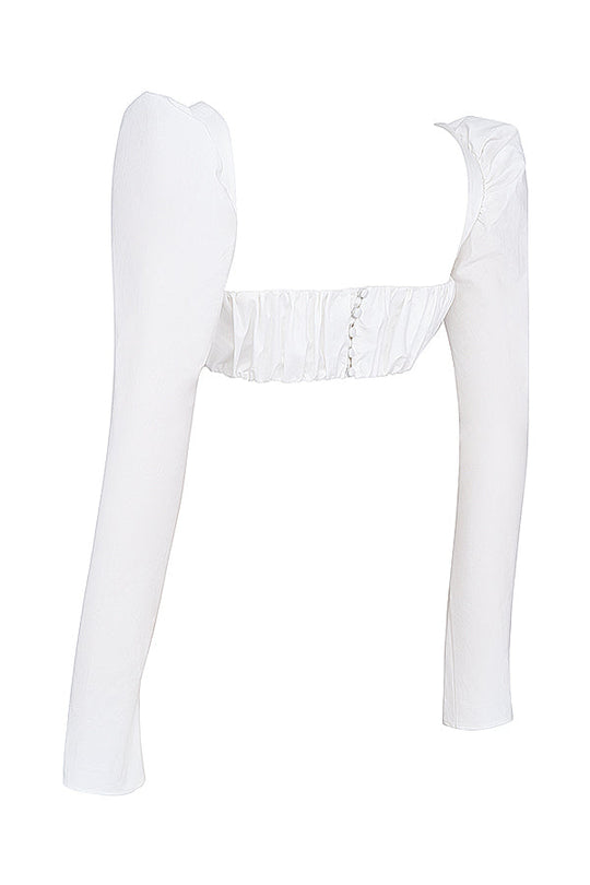 Heidi-Mode | Weiße Bluse mit Puffärmeln und Minirock mit Schleife