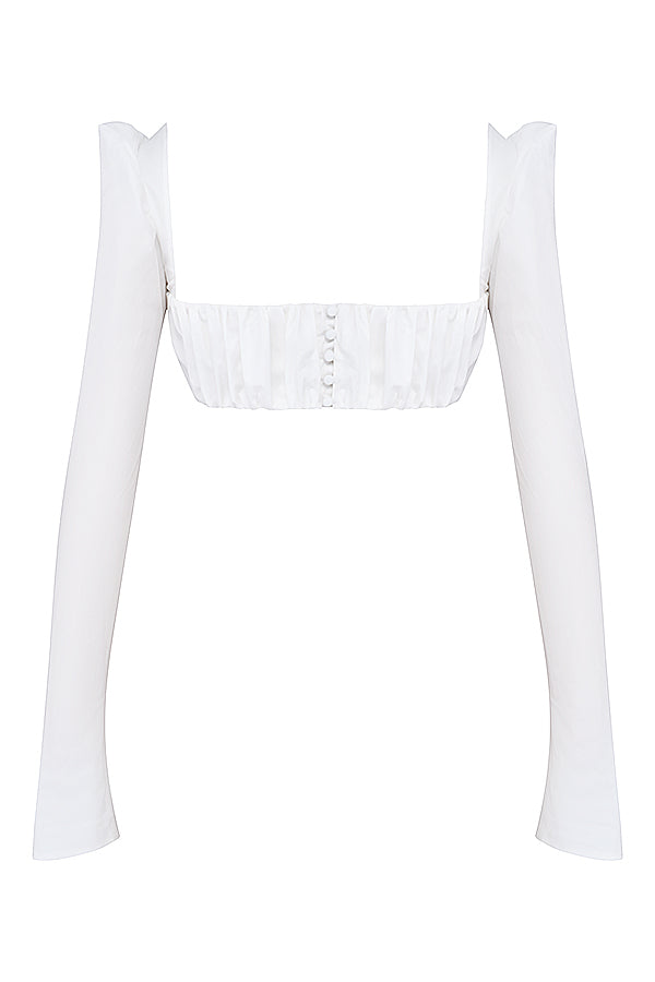 Heidi-Mode | Weiße Bluse mit Puffärmeln und Minirock mit Schleife