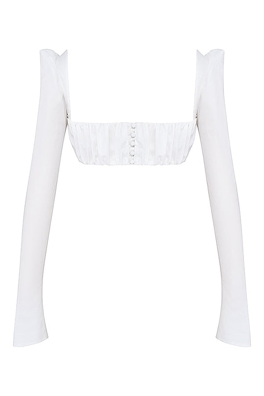 Heidi-Mode | Weiße Bluse mit Puffärmeln und Minirock mit Schleife