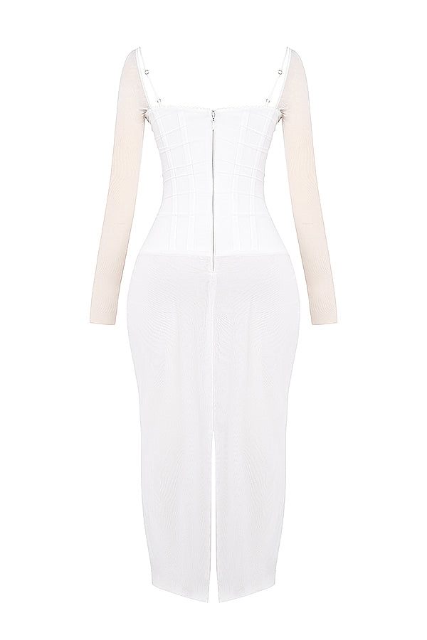 Heidi-Mode | Elegantes Maxikleid mit tiefem Ausschnitt und langen Ärmeln