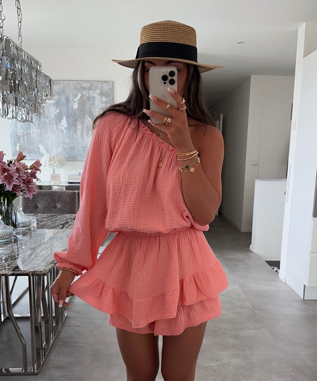 Jumpsuit Juan One Shoulder Peach