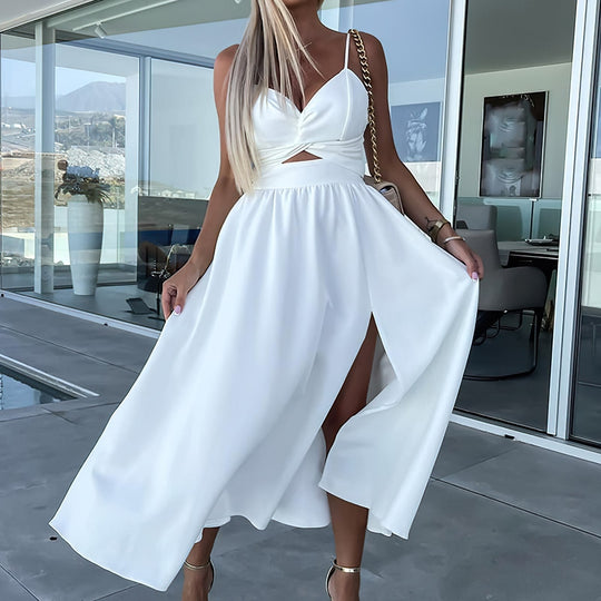 rückenfreies langes Kleid mit Sling Twist