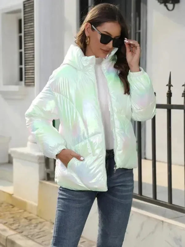 Heidi-Mode | Glänzende Kapuzen Damen Parka Jacke