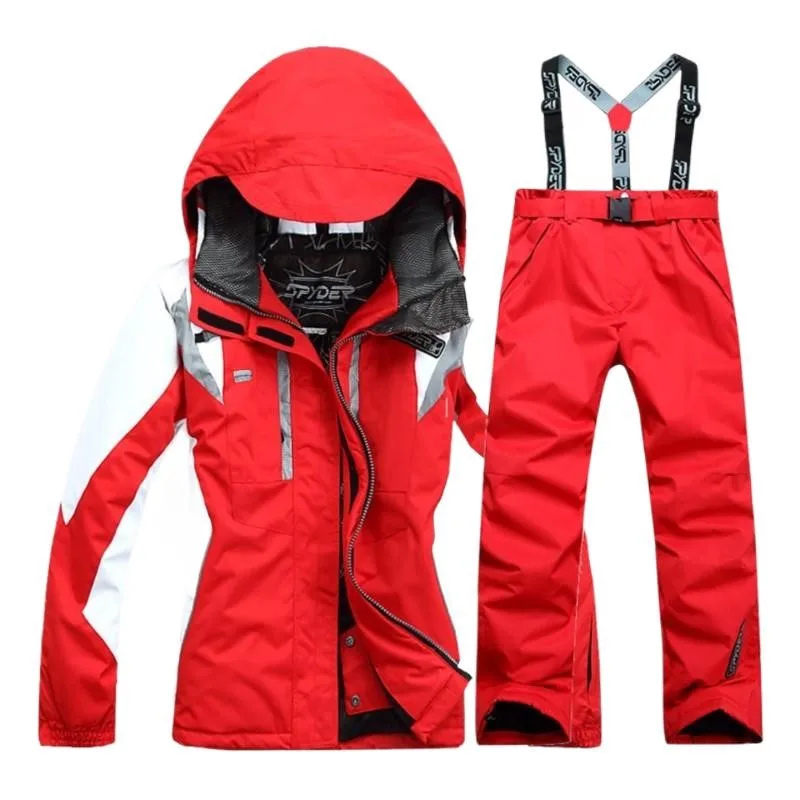 Heidi-Mode | Winddichter 2 Teiliger Skianzug mit Kapuze Warmer Jacke und Passender Hose