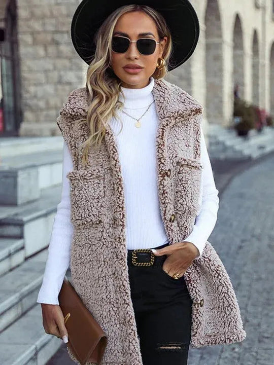 Heidi-Mode | Ärmelloser langer Frauen Wintermantel