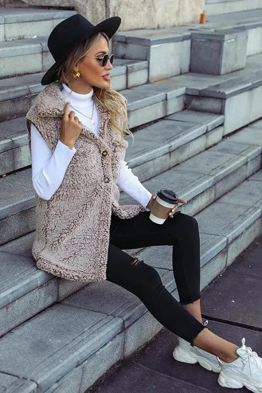 Heidi-Mode | Ärmelloser langer Frauen Wintermantel