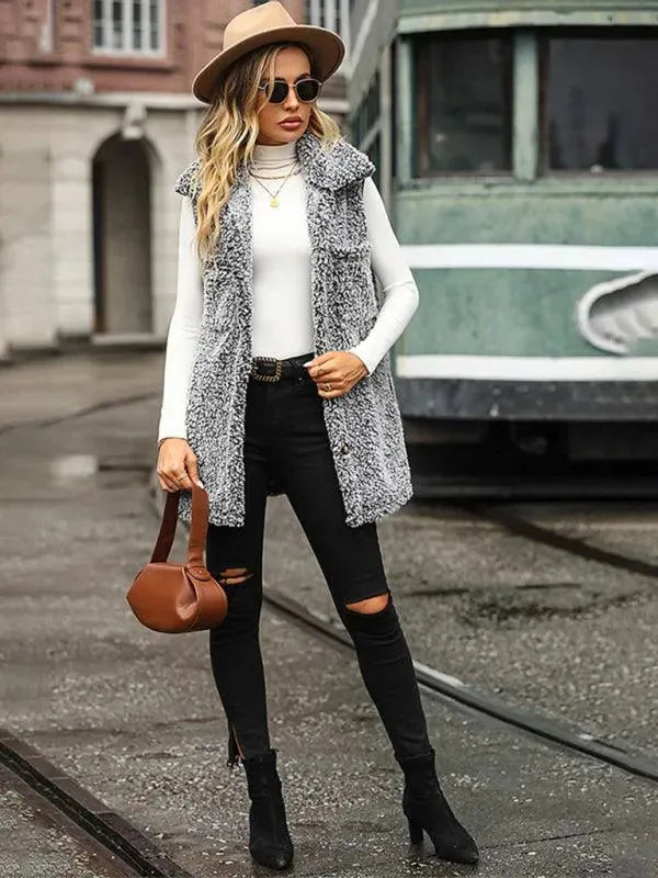 Heidi-Mode | Ärmelloser langer Frauen Wintermantel