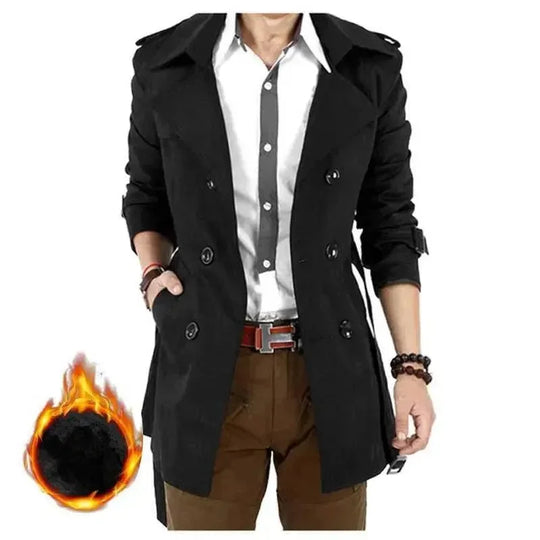 Heidi-Mode | Slim Fit Doppelreiher Herren-Trenchcoat